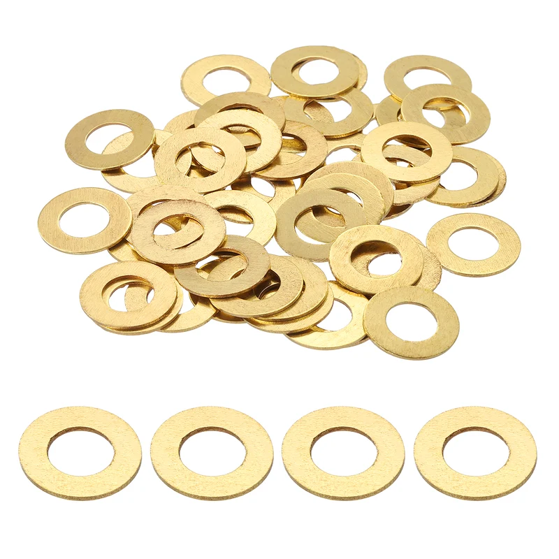 Flat Washers, (M8x16x0.8mm, Golden) (80 Pcs), Brass Sealing Gasket Rings
