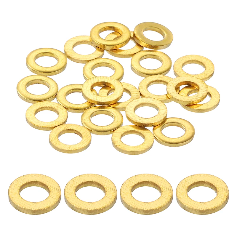 Flat Washers, (M3x6x1mm, Golden) (32 Pcs), Brass Sealing Gasket Rings