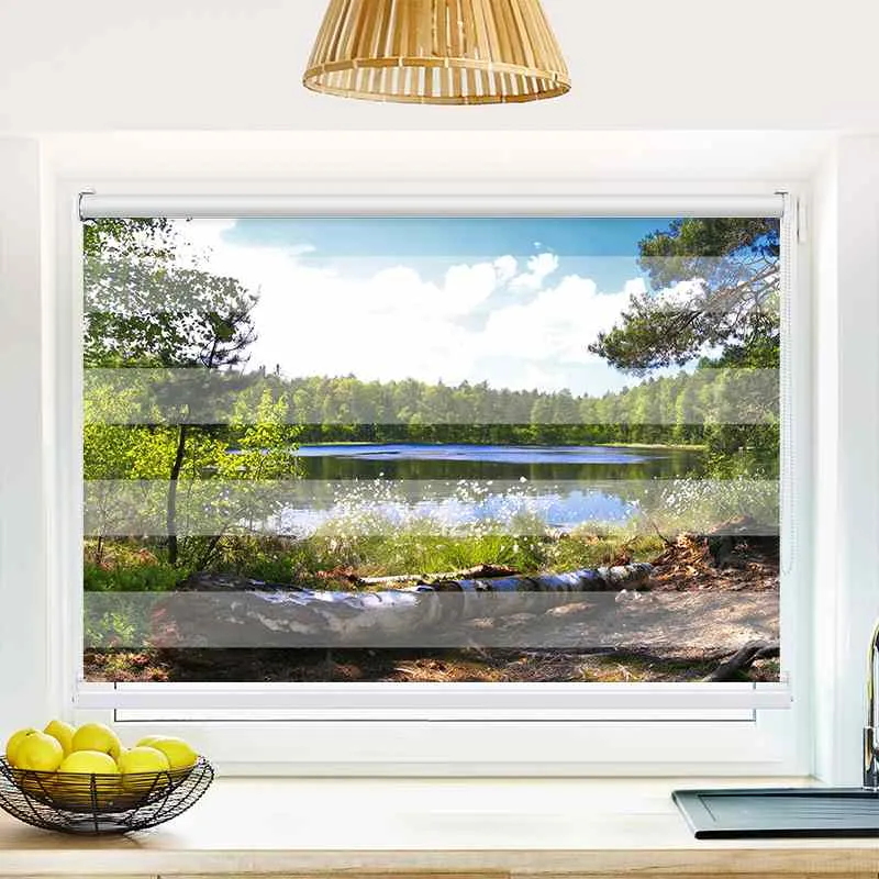Klemmfix Doppelrollo "Waldsee Panorama" | Klemm Doppelrollo