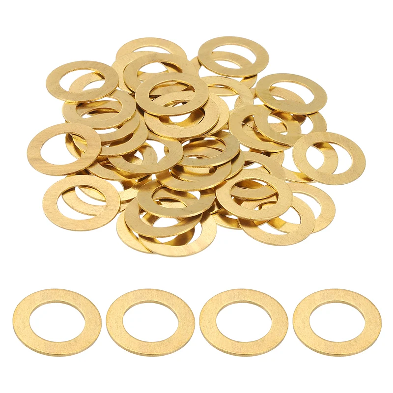 Flat Washers, (M12x20x0.8mm, Golden) (80 Pcs), Brass Sealing Gasket Rings