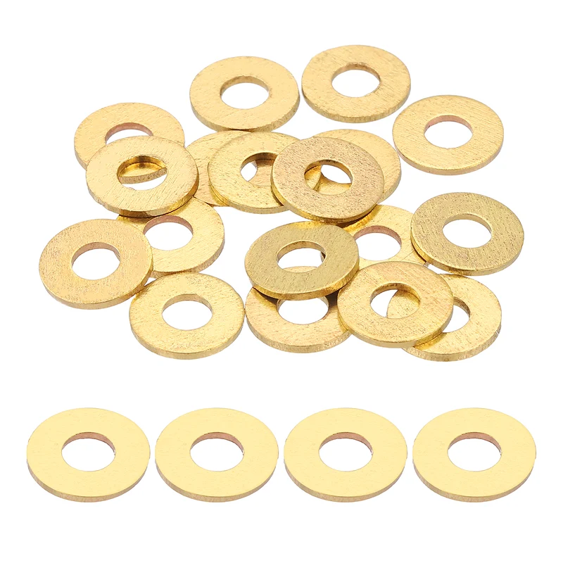 Flat Washers, (M4x10x1mm, Golden) (25 Pcs), Brass Sealing Gasket Rings
