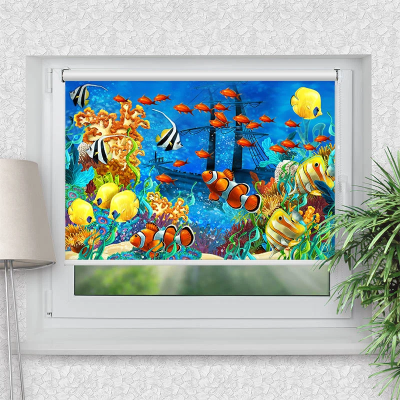 Klemmfix Rollo "Fische Kindermotiv" | Motiv-Klemmrollo