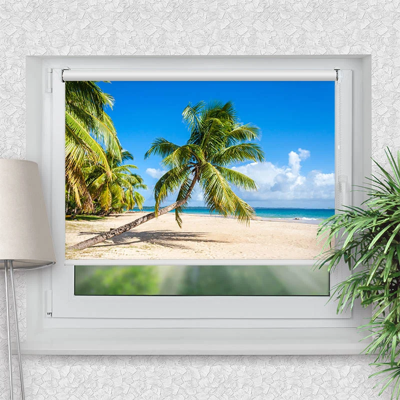 Klemmfix Rollo "Palme Meer Urlaub" | Motiv-Klemmrollo