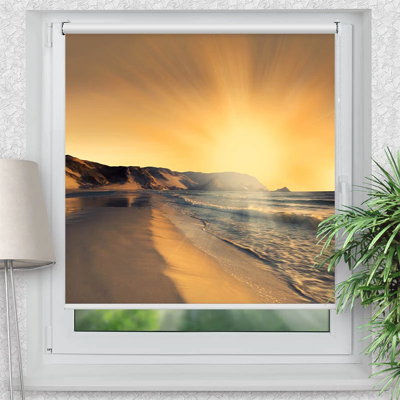 Klemmfix Rollo "Sonnenuntergang Strand" | Motiv-Klemmrollo