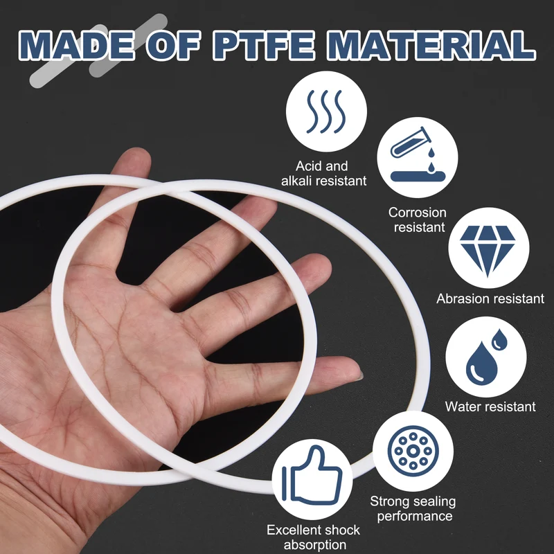 M150 PTFE Flat Washer, 2 Pcs 150x160x2mm O-Ring Sealing Gasket, White