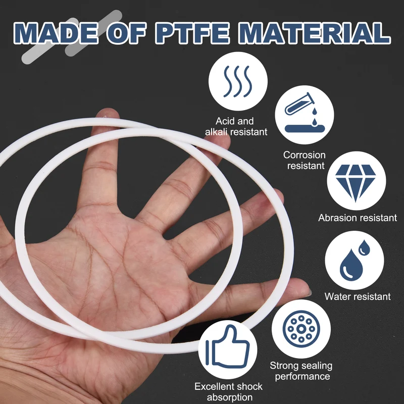 M140 PTFE Flat Washer, 2 Pcs 140x150x2mm O-Ring Sealing Gasket, White