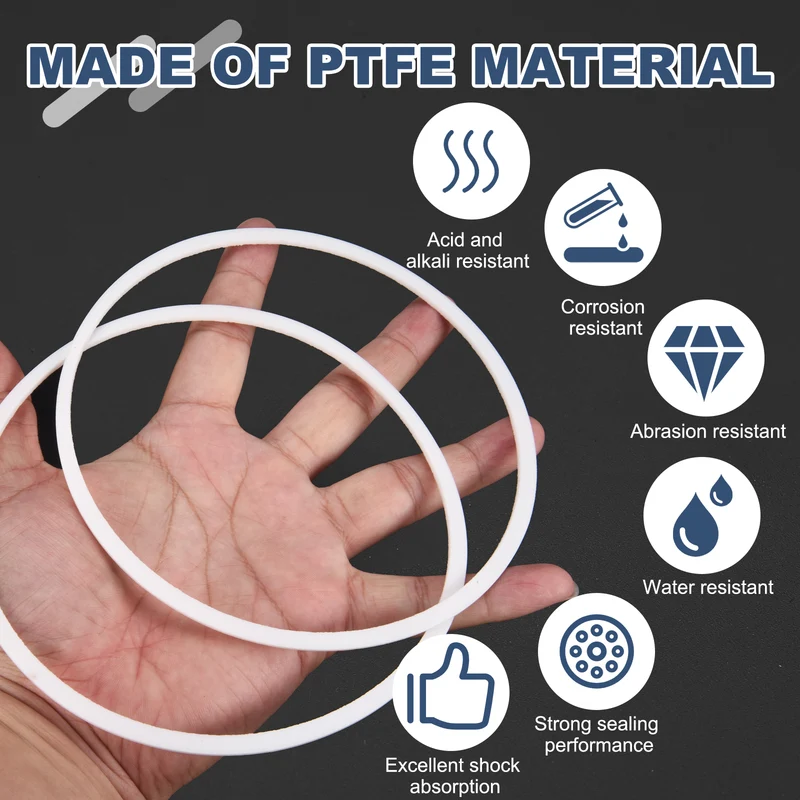 M135 PTFE Flat Washer, 2 Pcs 135x145x2mm O-Ring Sealing Gasket, White
