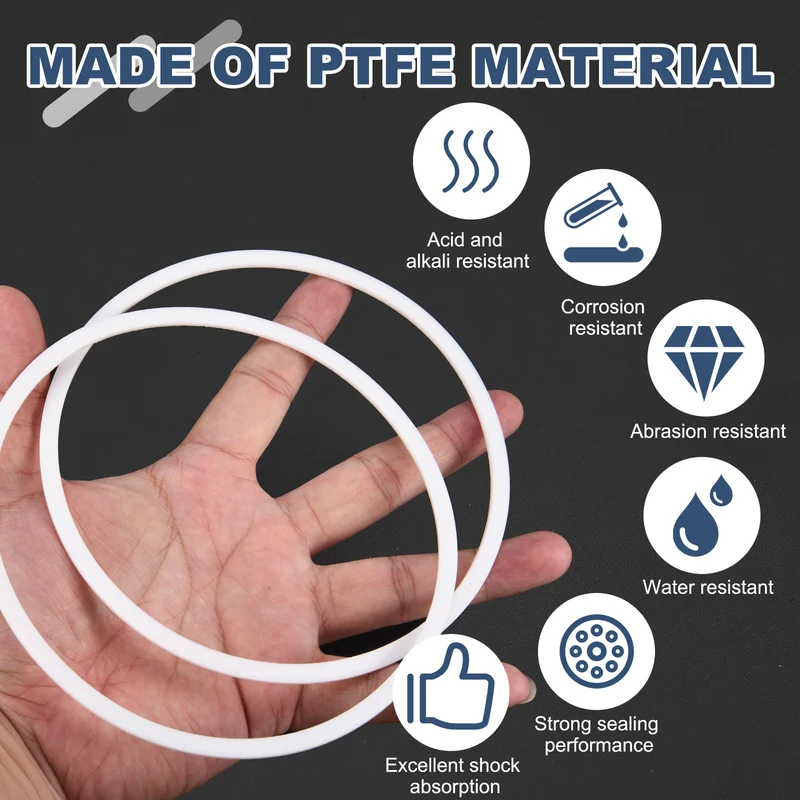 M130 PTFE Flat Washer, 2 Pcs 130x140x2mm O-Ring Sealing Gasket, White