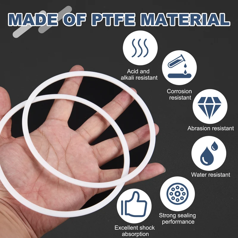 M125 PTFE Flat Washer, 2 Pcs 125x135x2mm O-Ring Sealing Gasket, White