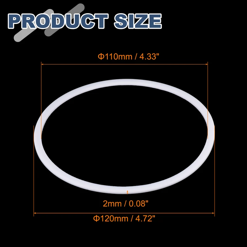 M110 PTFE Flat Washer, 5 Pcs 110x120x2mm O-Ring Sealing Gasket, White