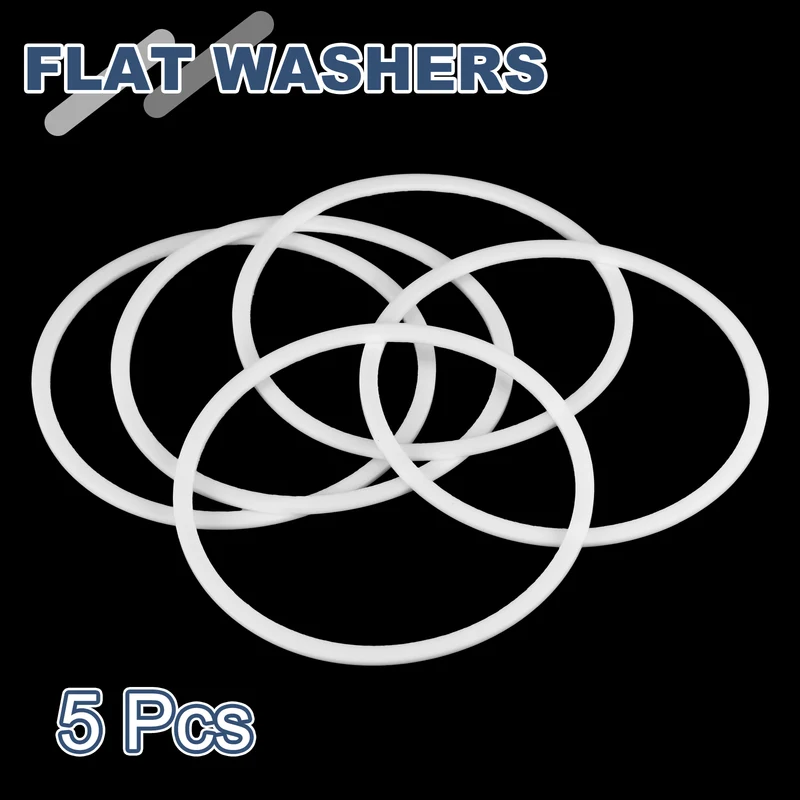 M100 PTFE Flat Washer, 5 Pcs 100x110x2mm O-Ring Sealing Gasket, White