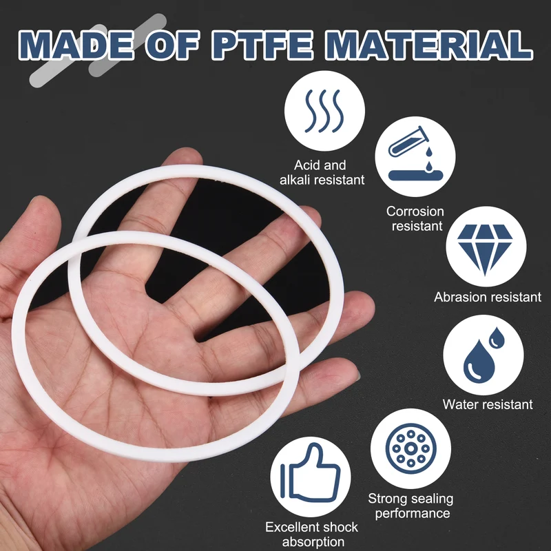 M100 PTFE Flat Washer, 5 Pcs 100x110x2mm O-Ring Sealing Gasket, White