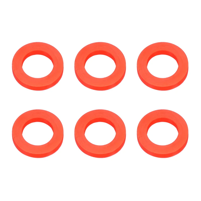 6Pcs Silicone Flat Washer DN15 1/2" Gasket Sealing O Rings, Red