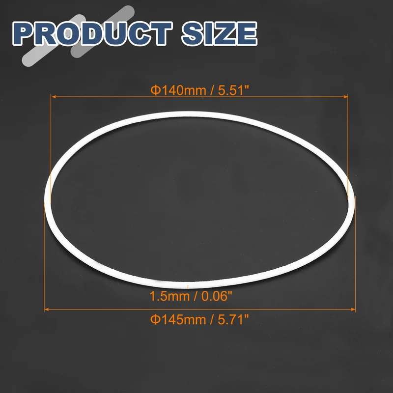M140 PTFE Flat Washer, 8 Pcs 140x145x1.5mm O-Ring Sealing Gasket, White
