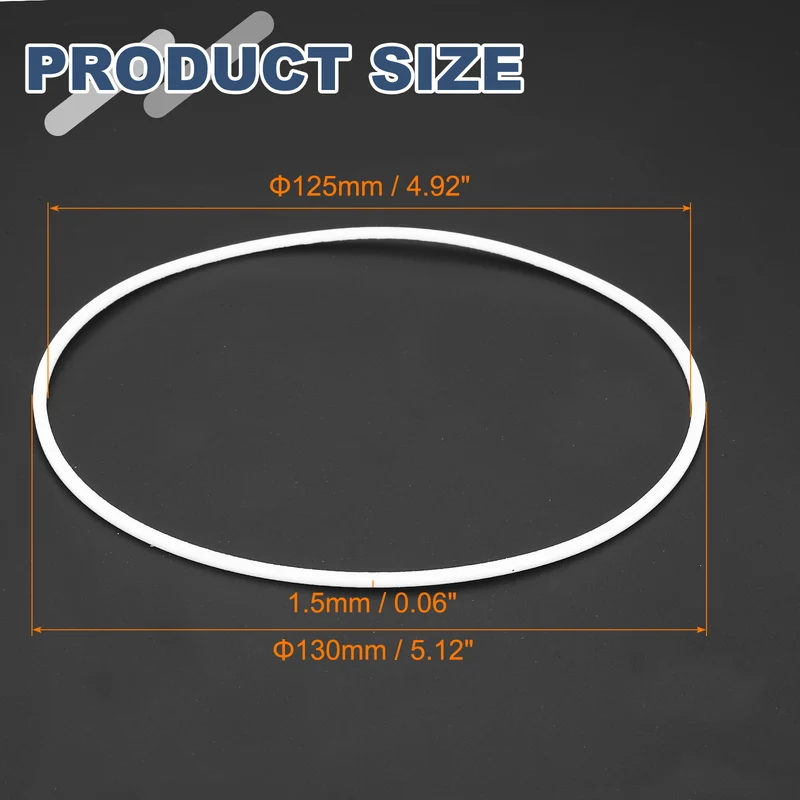 M125 PTFE Flat Washer, 8 Pcs 125x130x1.5mm O-Ring Sealing Gasket, White