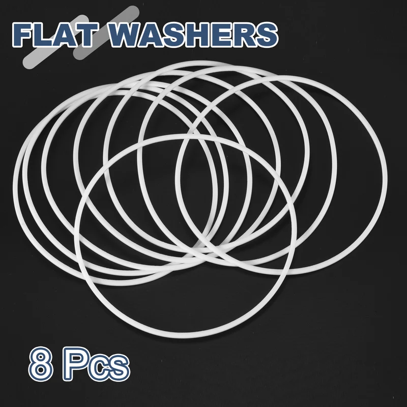 M125 PTFE Flat Washer, 8 Pcs 125x130x1.5mm O-Ring Sealing Gasket, White