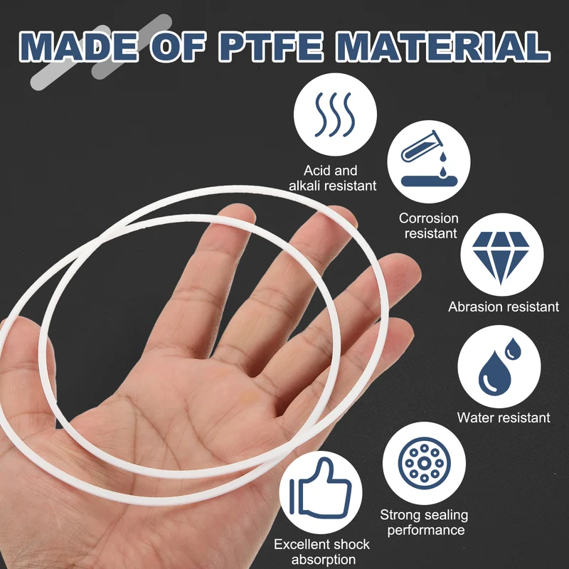 M125 PTFE Flat Washer, 8 Pcs 125x130x1.5mm O-Ring Sealing Gasket, White