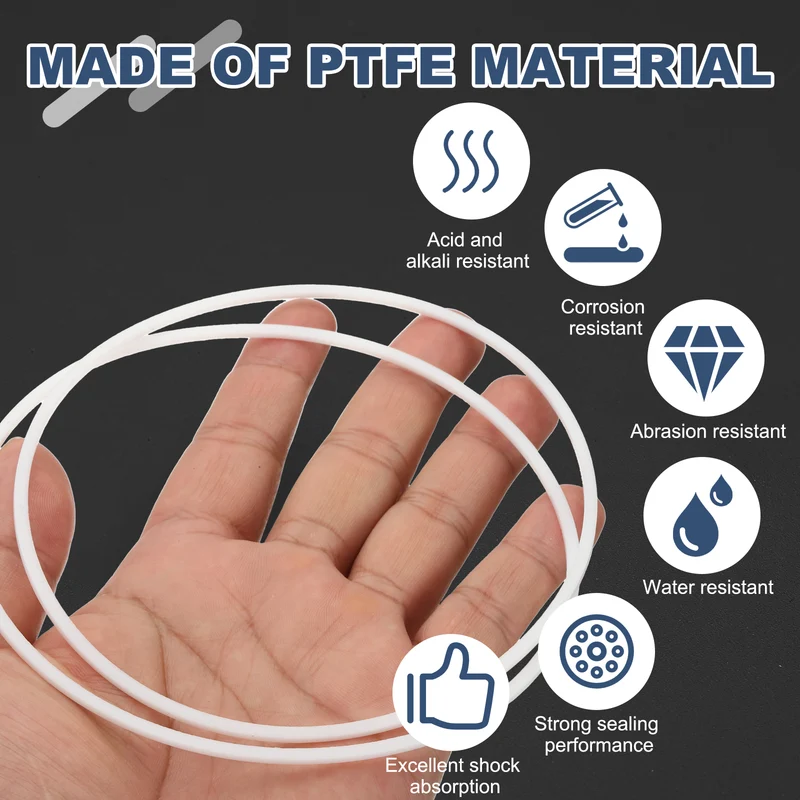 M115 PTFE Flat Washer, 8 Pcs 115x120x1.5mm O-Ring Sealing Gasket, White