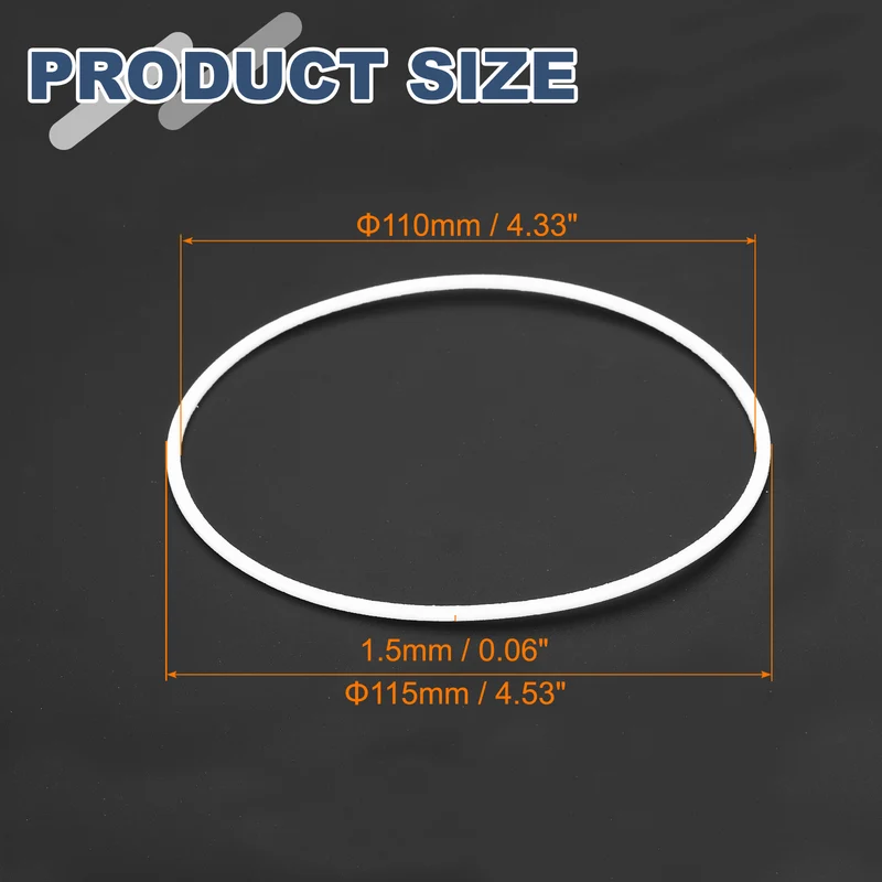 M110 PTFE Flat Washer, 8 Pcs 110x115x1.5mm O-Ring Sealing Gasket, White