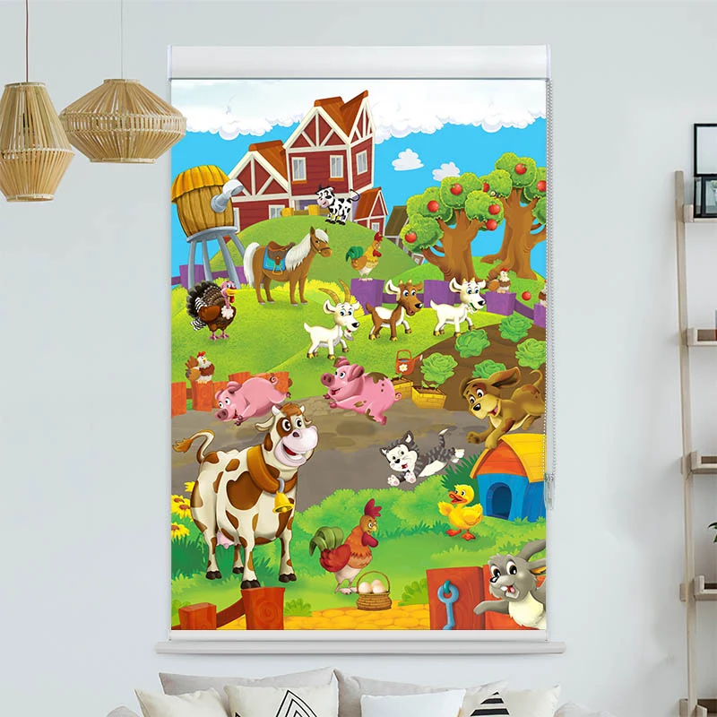 Kassettenrollo Motiv "Bauernhof Tiere" | bis B 420 x H 420 cm