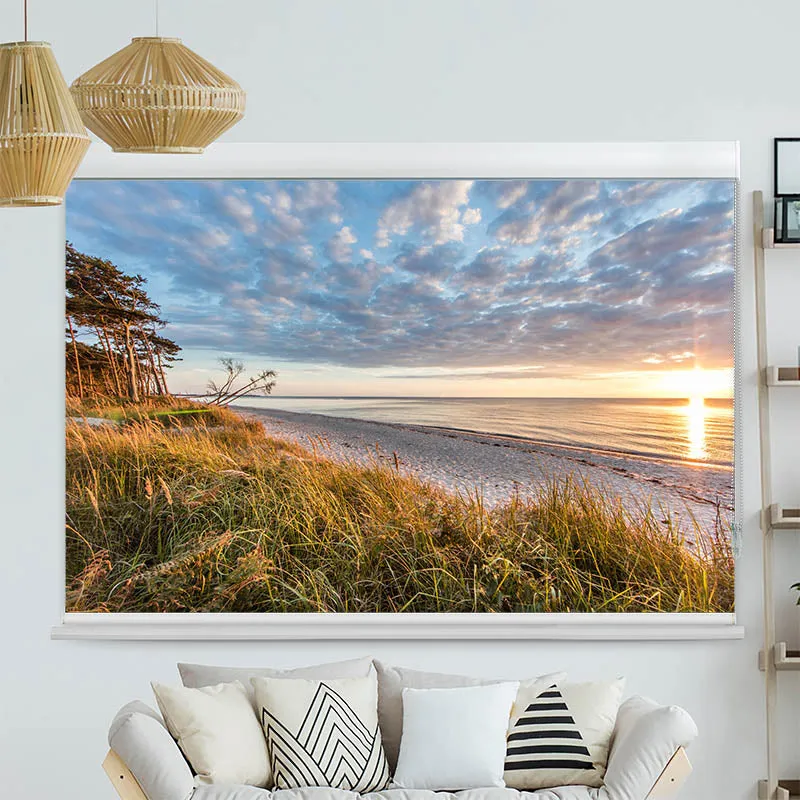 Kassettenrollo Motiv "Sonnenuntergang am Meer" | bis B 420 x H 420 cm