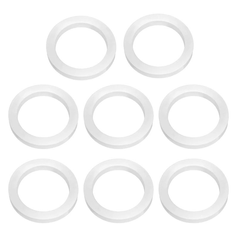 8Pcs Silicone Flat Washer DN40 1-1/2" Gasket Sealing O Rings, White