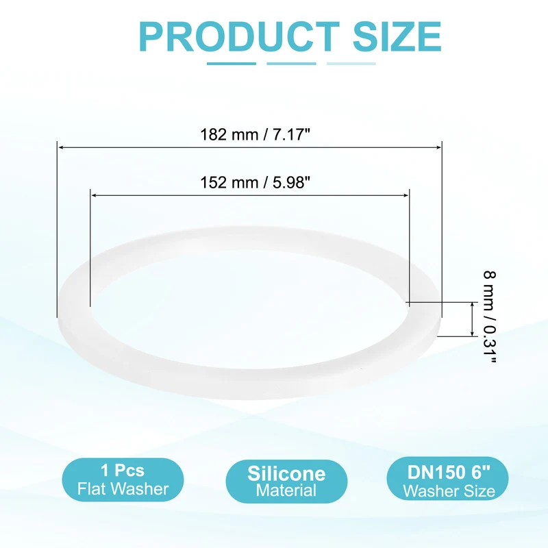 Silicone Flat Washer DN150 6 " Gasket Sealing O Rings, White