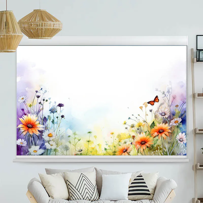 Kassettenrollo Motiv "Wildblumen Mits Chmetterling" | bis B 420 x H 420 cm
