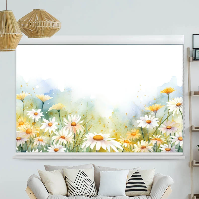 Kassettenrollo Motiv "Gaensebluemchen Aquarell" | bis B 420 x H 420 cm