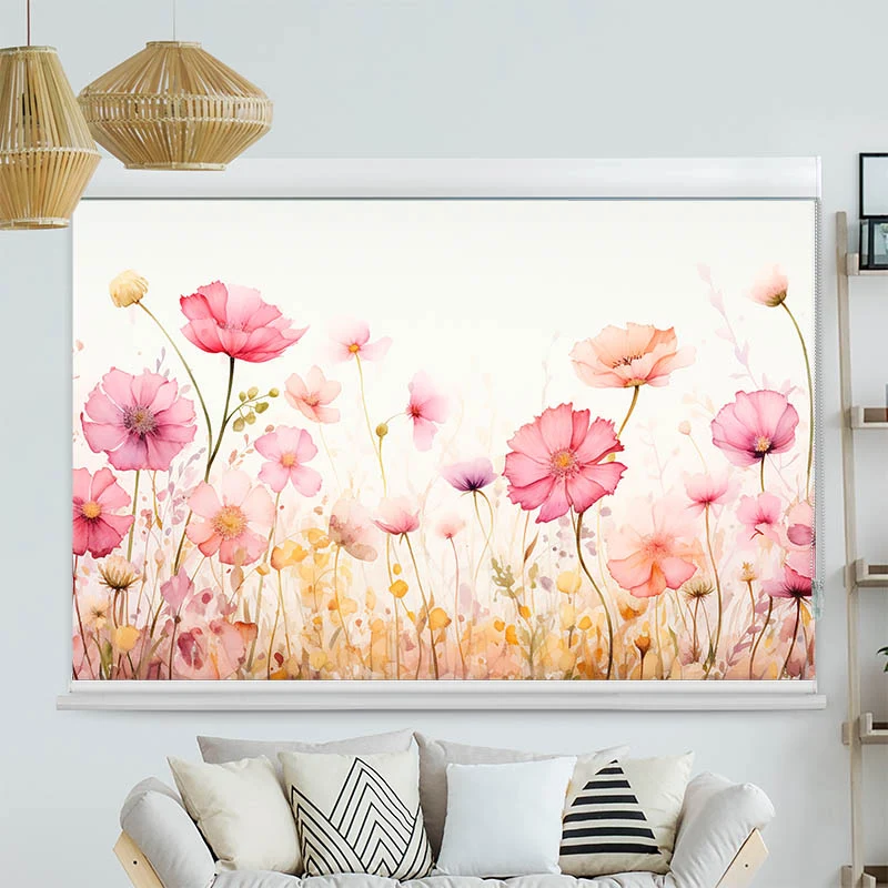 Kassettenrollo Motiv "Aquarell Rosen und Mohn" | bis B 420 x H 420 cm