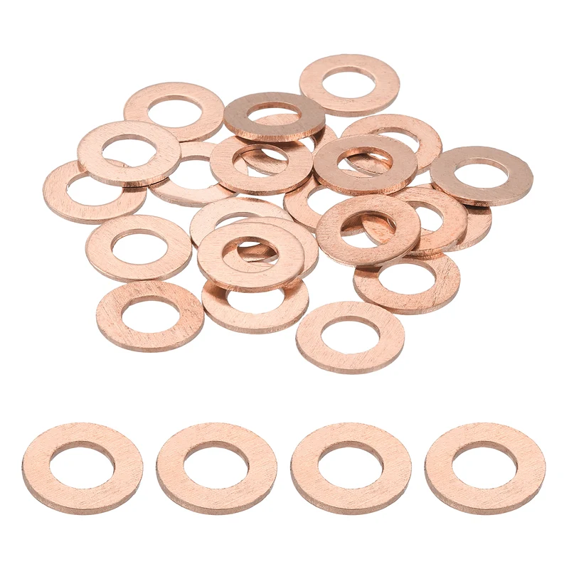 66pcs Copper Flat Washers M6x10x1mm Sealing Ring Plug Gaskets