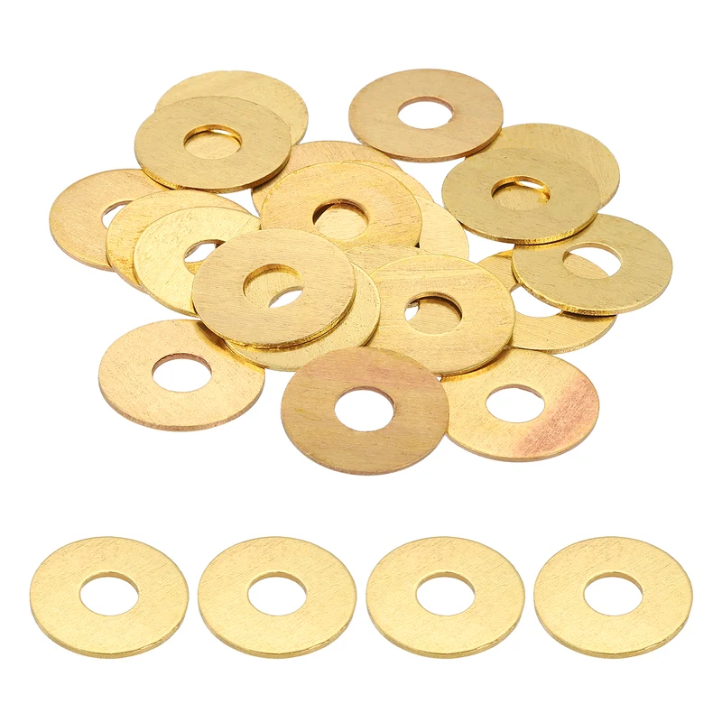 Flat Washers, (M6x18x1mm, Golden) (32 Pcs), Brass Sealing Gasket Rings