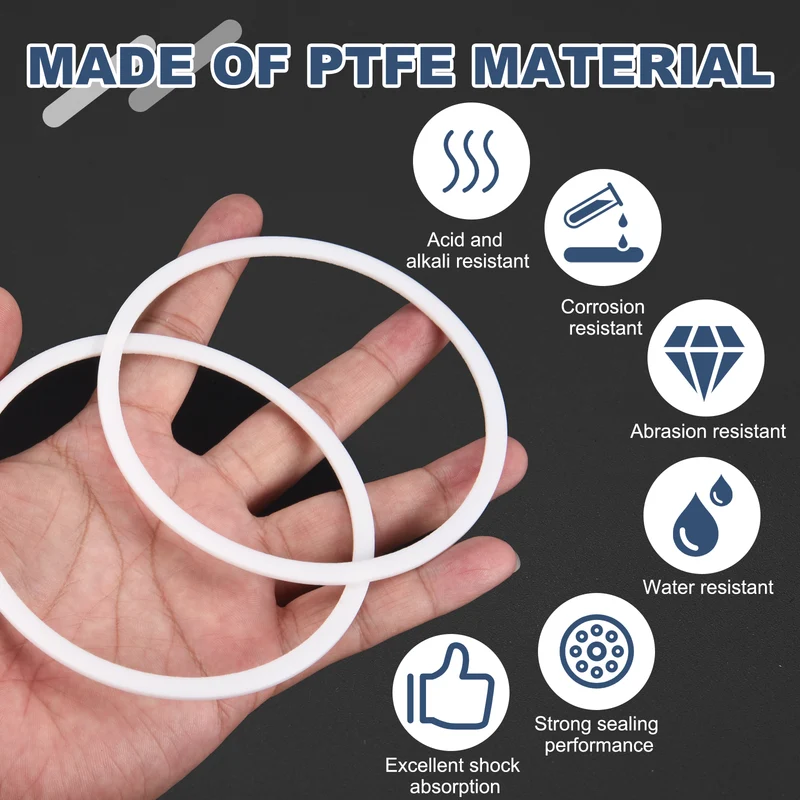 M95 PTFE Flat Washer, 5 Pcs 95x105x2mm O-Ring Sealing Gasket, White