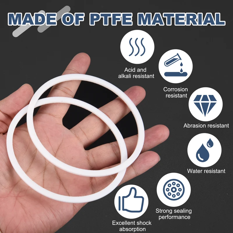 M90 PTFE Flat Washer, 5 Pcs 90x100x2mm O-Ring Sealing Gasket, White