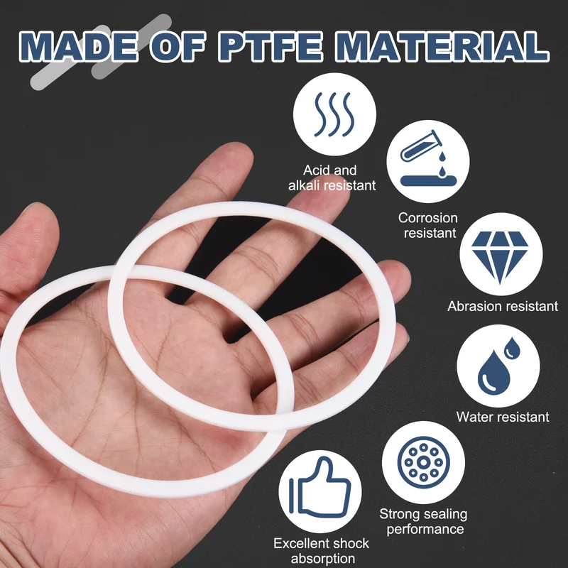 M85 PTFE Flat Washer, 5 Pcs 85x98x2mm O-Ring Sealing Gasket, White