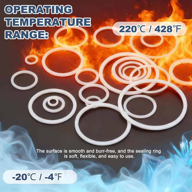 M85 PTFE Flat Washer, 5 Pcs 85x98x2mm O-Ring Sealing Gasket, White