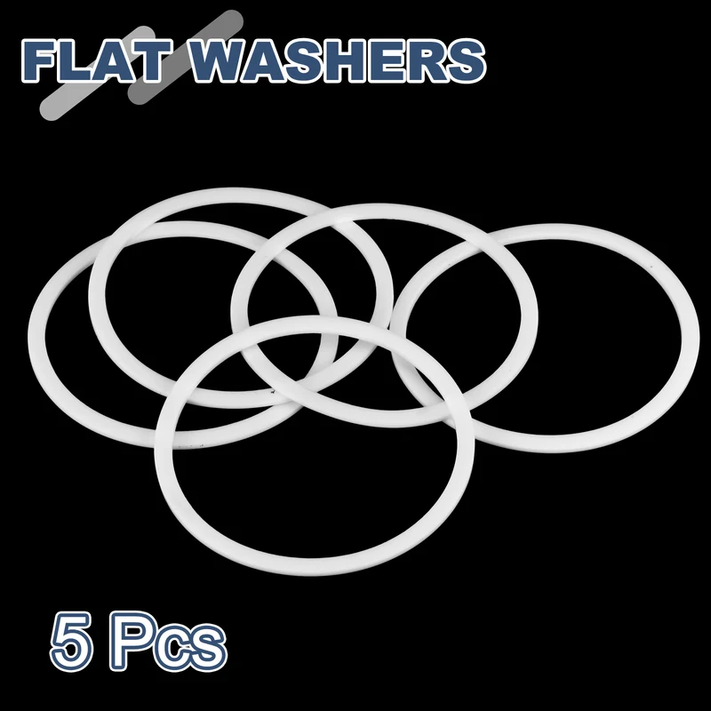 M80 PTFE Flat Washer, 5 Pcs 80x90x2mm O-Ring Sealing Gasket, White