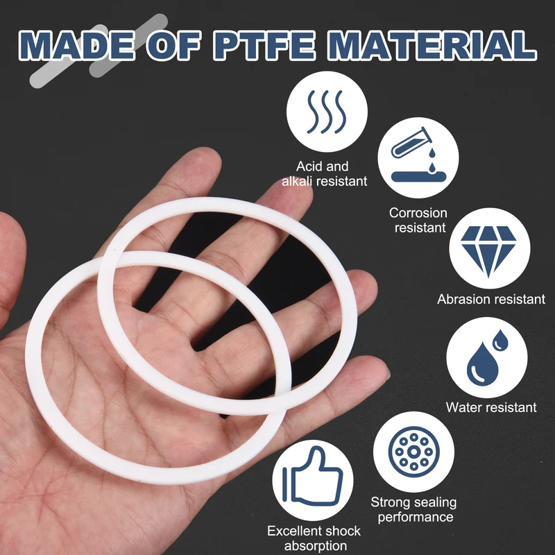 M80 PTFE Flat Washer, 5 Pcs 80x90x2mm O-Ring Sealing Gasket, White