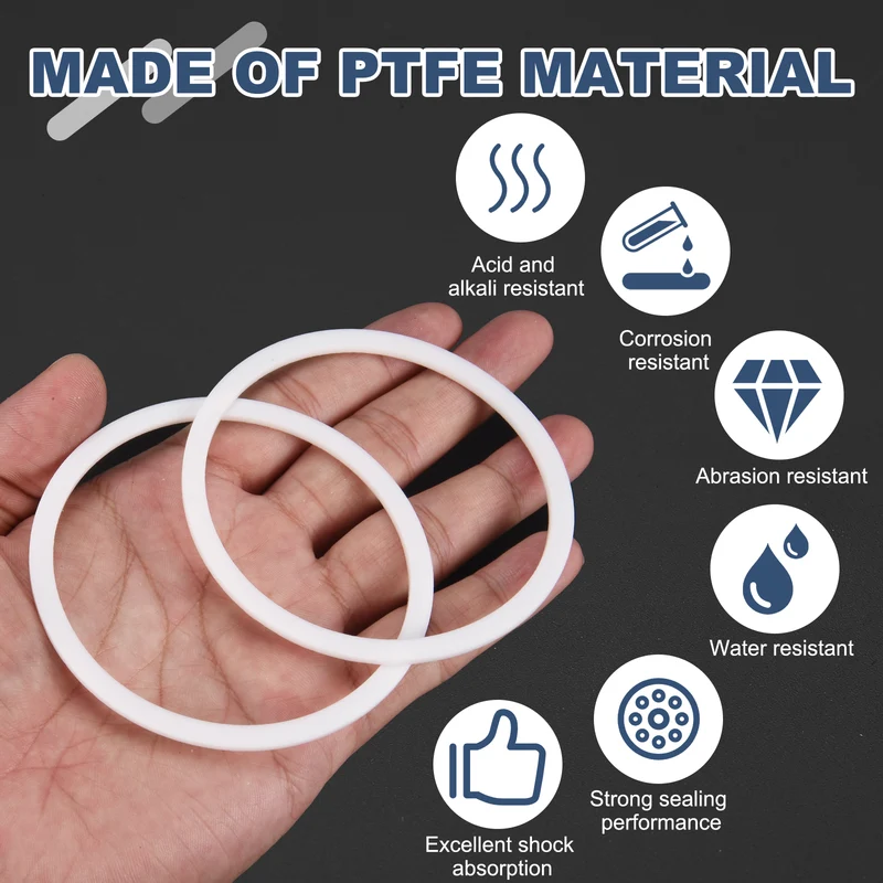 M75 PTFE Flat Washer, 5 Pcs 75x85x2mm O-Ring Sealing Gasket, White