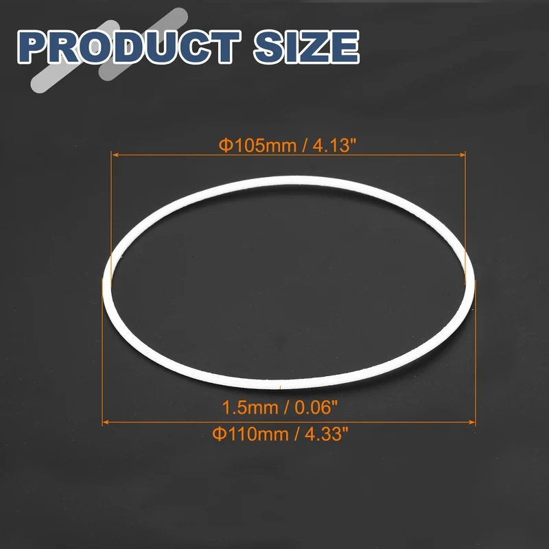 M105 PTFE Flat Washer, 8 Pcs 105x110x1.5mm O-Ring Sealing Gasket, White