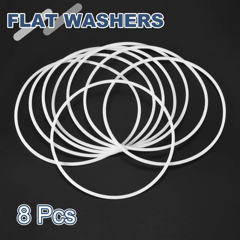 M105 PTFE Flat Washer, 8 Pcs 105x110x1.5mm O-Ring Sealing Gasket, White
