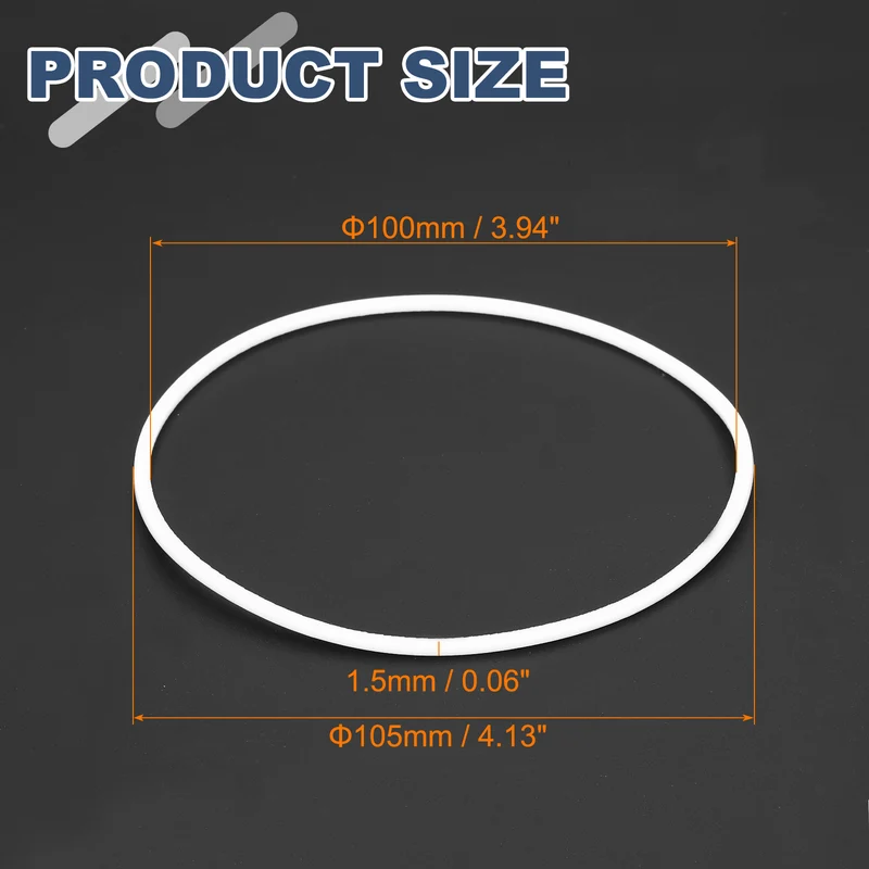 M100 PTFE Flat Washer, 8 Pcs 100x105x1.5mm O-Ring Sealing Gasket, White