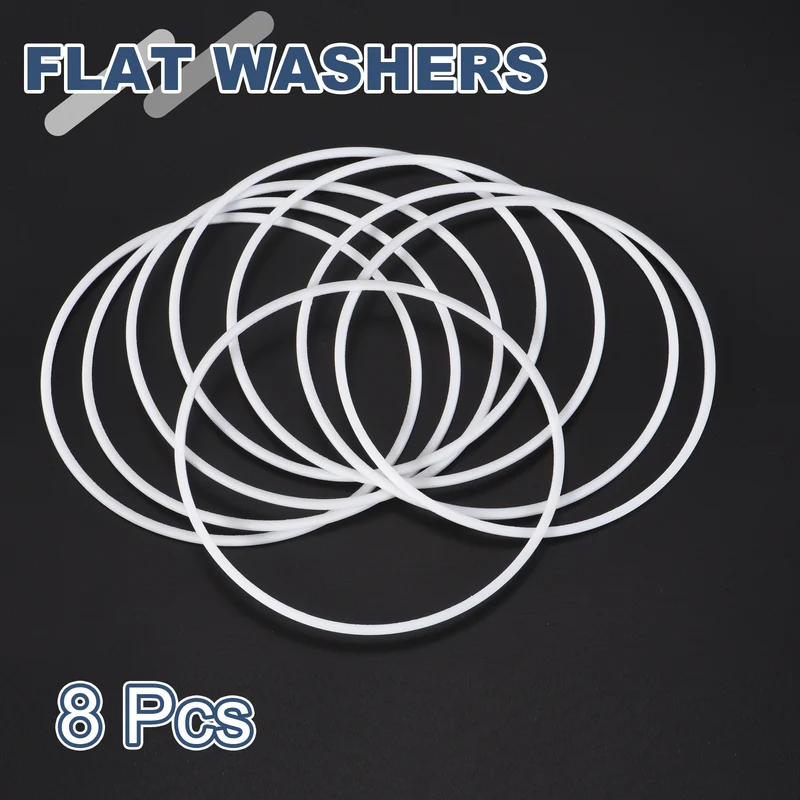 M100 PTFE Flat Washer, 8 Pcs 100x105x1.5mm O-Ring Sealing Gasket, White