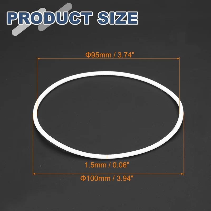M95 PTFE Flat Washer, 8 Pcs 95x100x1.5mm O-Ring Sealing Gasket, White