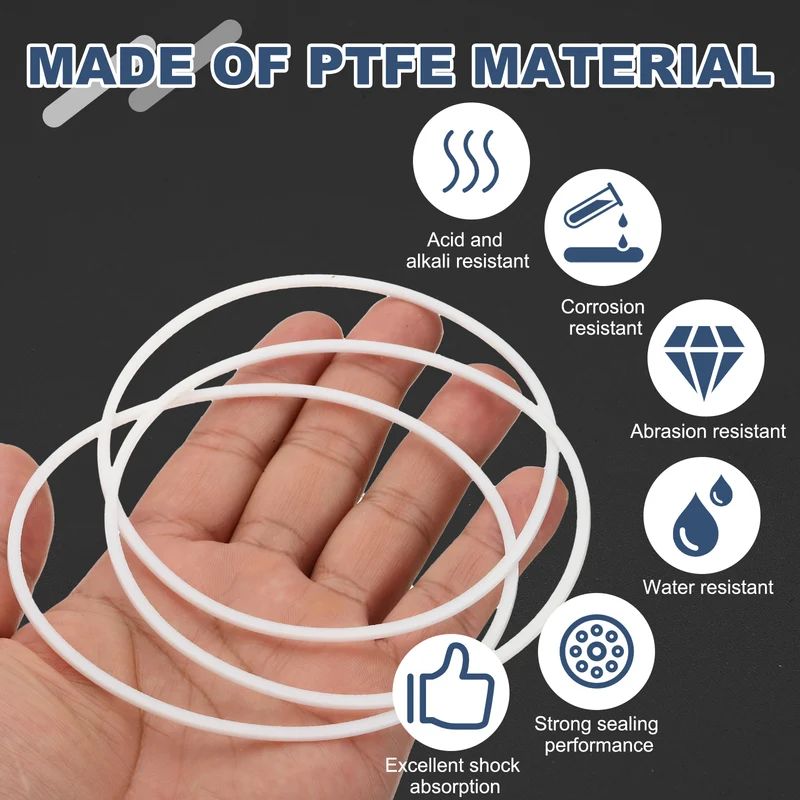 M95 PTFE Flat Washer, 8 Pcs 95x100x1.5mm O-Ring Sealing Gasket, White