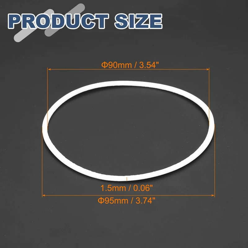 M90 PTFE Flat Washer, 8 Pcs 90x95x1.5mm O-Ring Sealing Gasket, White