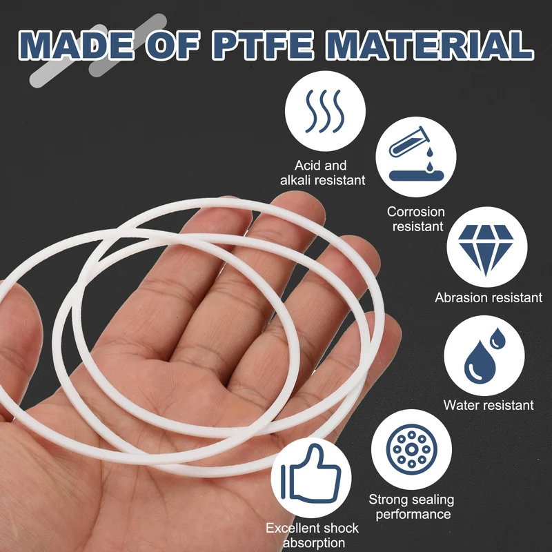 M90 PTFE Flat Washer, 8 Pcs 90x95x1.5mm O-Ring Sealing Gasket, White