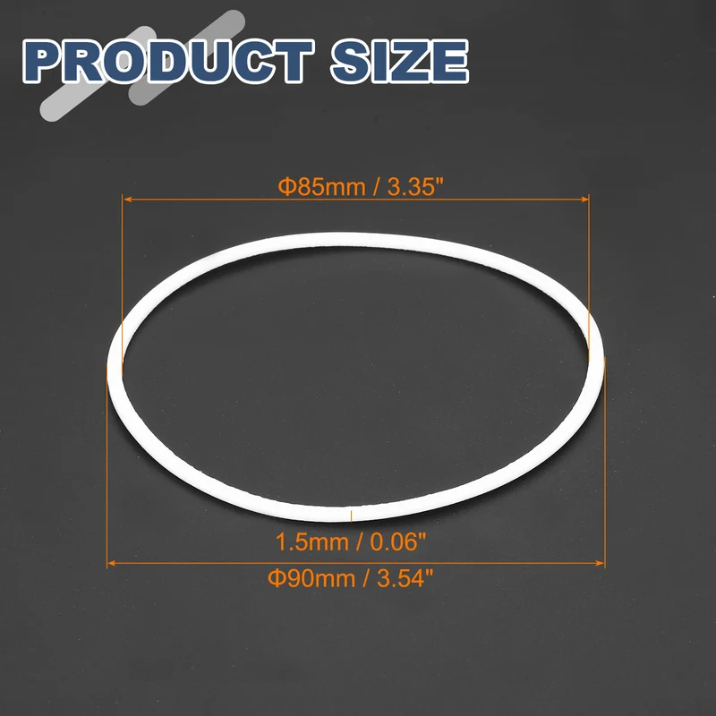 M85 PTFE Flat Washer, 8 Pcs 85x90x1.5mm O-Ring Sealing Gasket, White