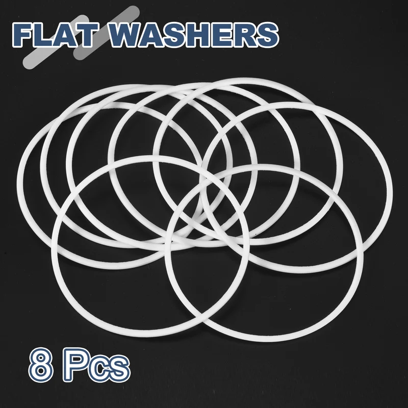 M80 PTFE Flat Washer, 8 Pcs 80x85x1.5mm O-Ring Sealing Gasket, White