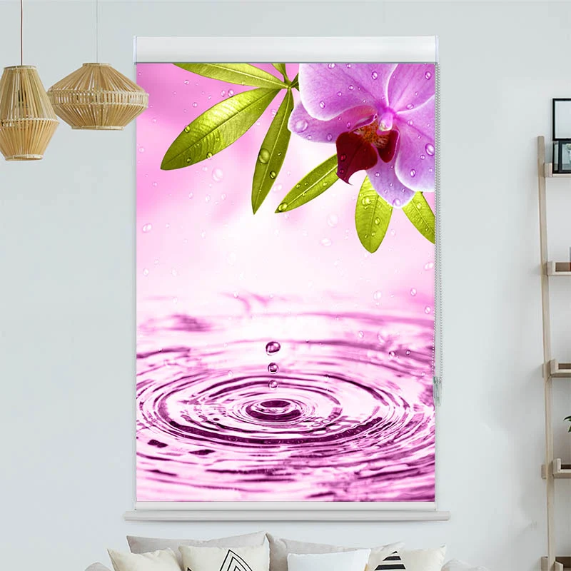Kassettenrollo Motiv "Pinke Orchidee mit Wassertropfen" | bis B 420 x H 420 cm
